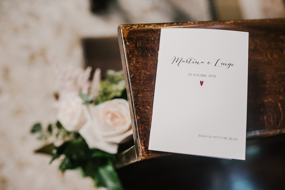Order of Service Stationery Milan Wedding Rossella Putino Photographer