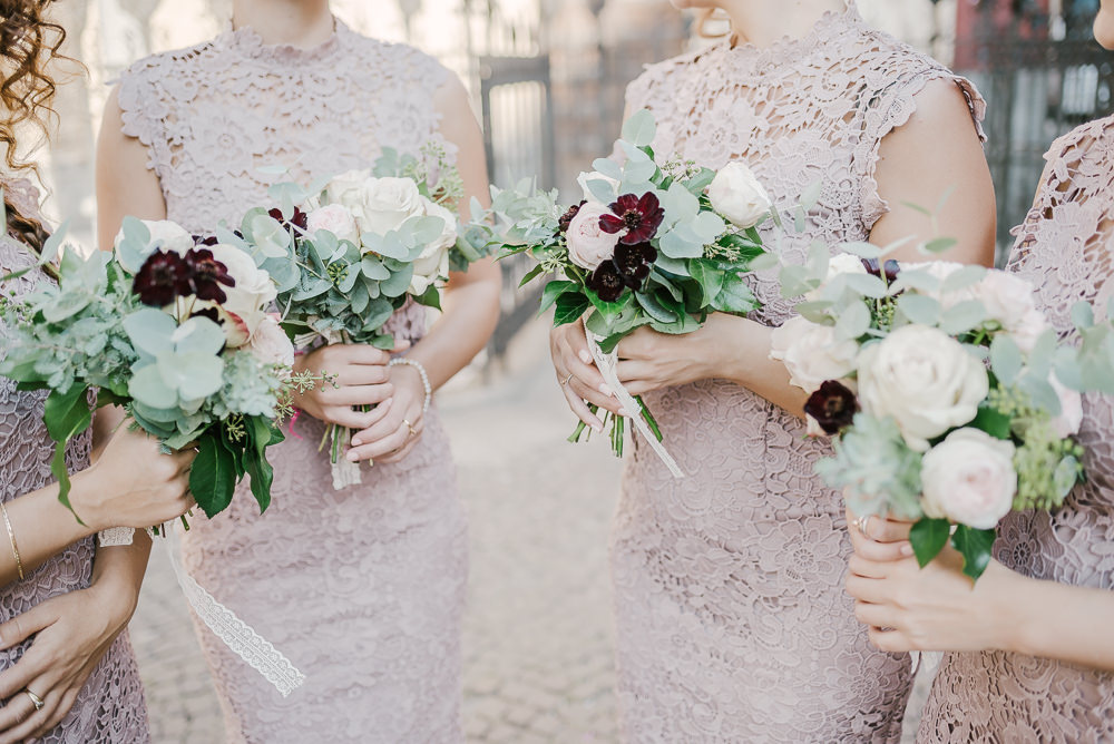 Bridesmaids Bouquets Flowers Rose Greenery Milan Wedding Rossella Putino Photographer