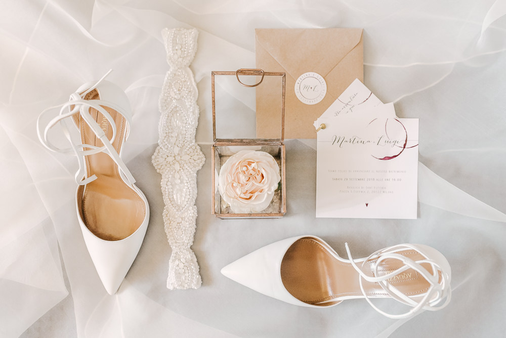 Shoes Stationery Flat Lay Accessories Milan Wedding Rossella Putino Photographer