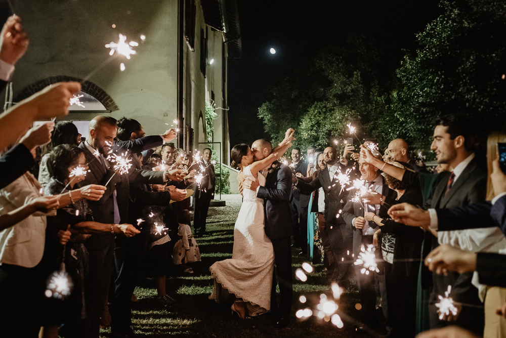 Sparkler Send Off Exit Sparklers Milan Wedding Rossella Putino Photographer