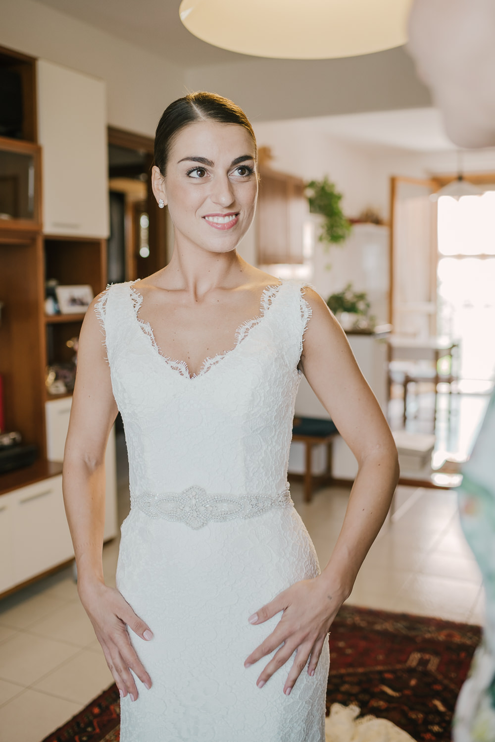 Bride Bridal Dress Gown Lace Belt Straps Milan Wedding Rossella Putino Photographer