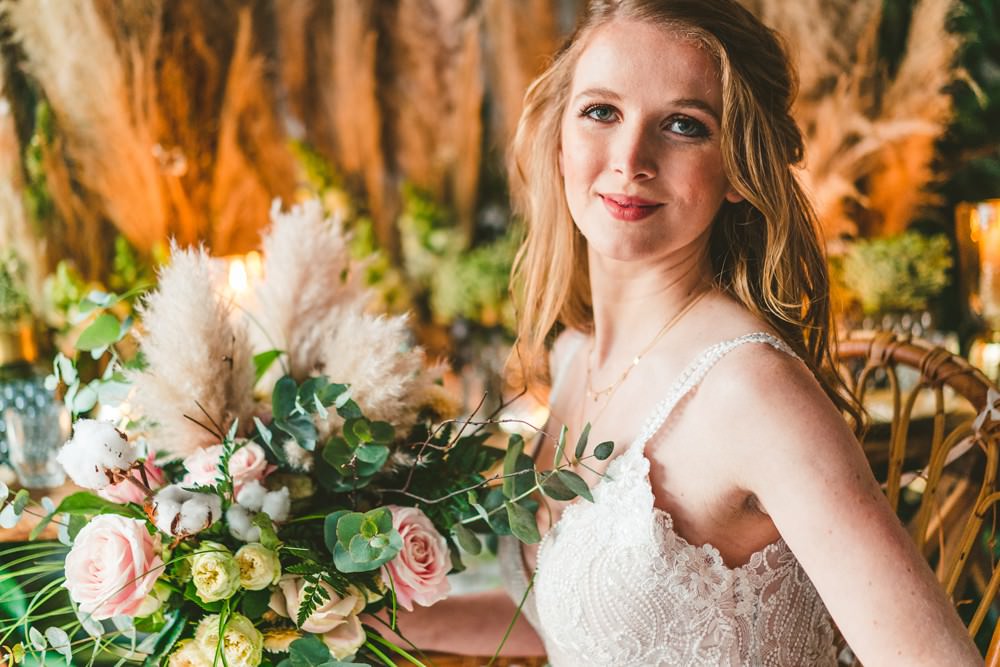 Bouquet Flowers Bride Bridal Rose Cotton Eucalyptus Pampas Grass Wedding Ideas Tim Stephenson Photography