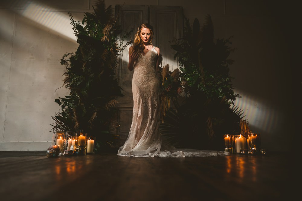 Backdrop Doors Shutters Greenery Foliage Candles Arch Flower Installation Pampas Grass Wedding Ideas Tim Stephenson Photography