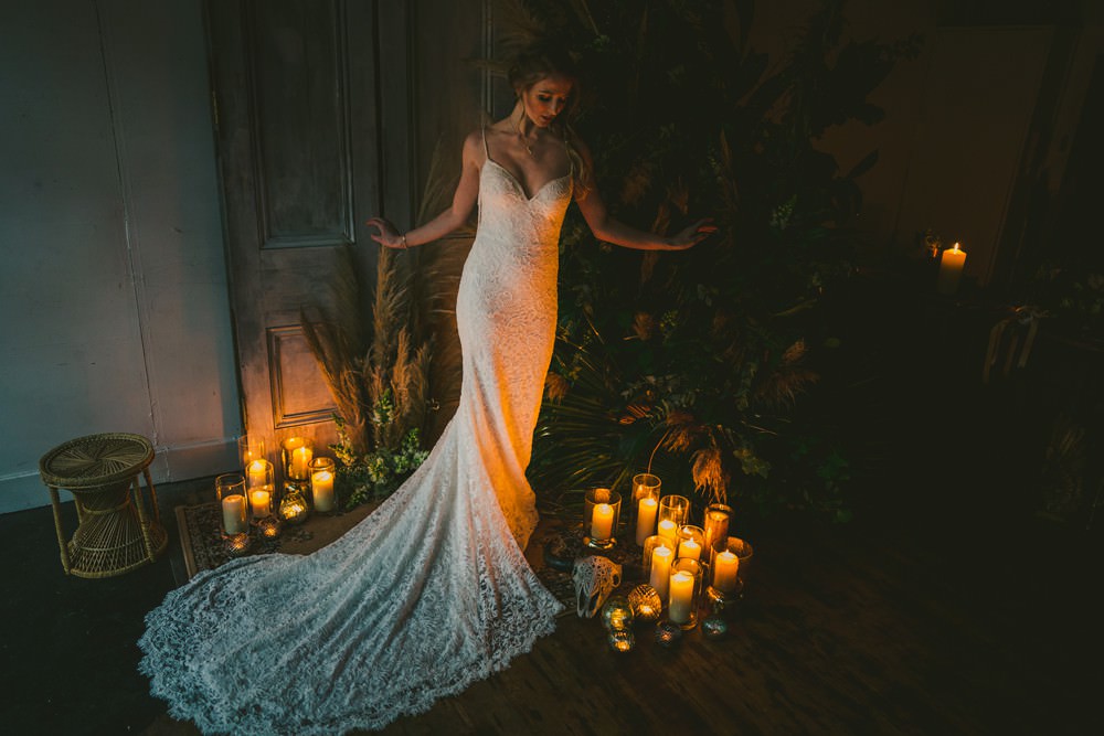 Dress Gown Bride Bridal Train Lace Pampas Grass Wedding Ideas Tim Stephenson Photography