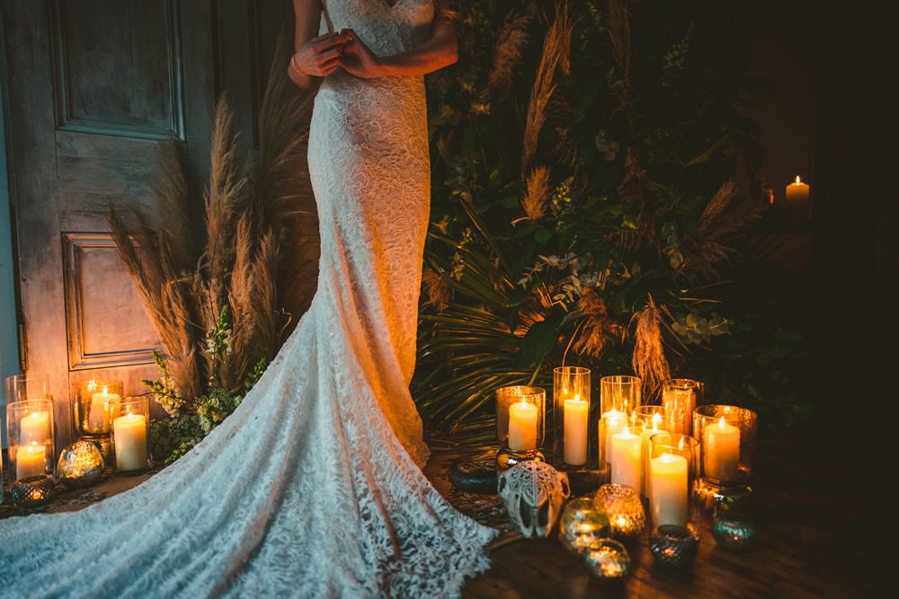 Dress Gown Bride Bridal Train Lace Pampas Grass Wedding Ideas Tim Stephenson Photography