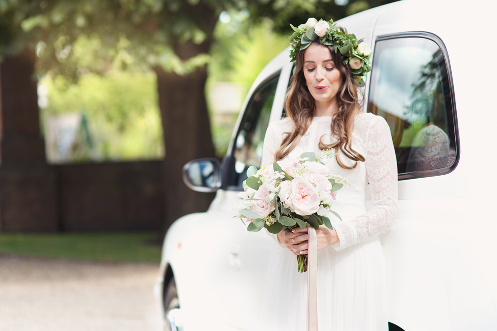 Bride Bridal Long Sleeve Maggie Sottero Lace Dress Flower Crown Bouquet Ribbon Preston Court Wedding Cotton Candy Wedding Photography