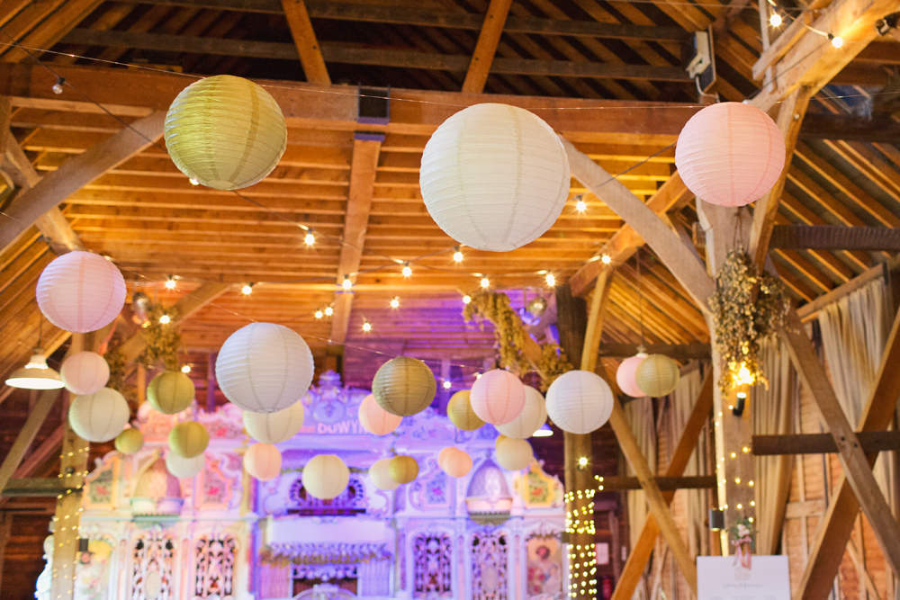 Pink Gold White Paper Lanterns Festoon Lighting Preston Court Wedding Cotton Candy Wedding Photography