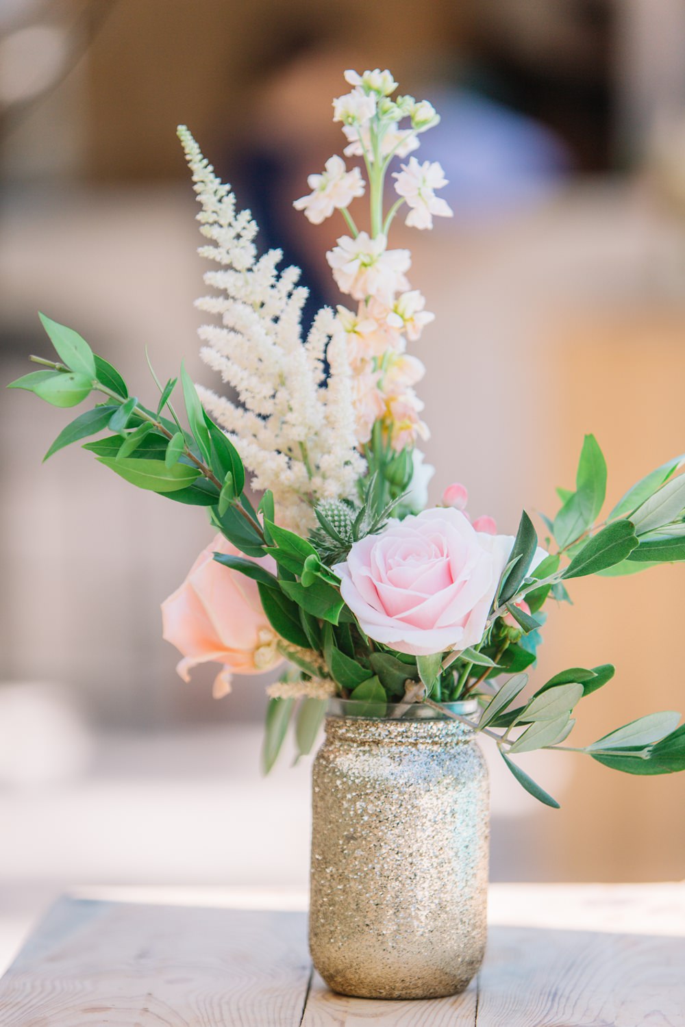 Gold Glitter Jar Flowers Floral Display Saint Tropez Wedding Sophie Boulet Photographe