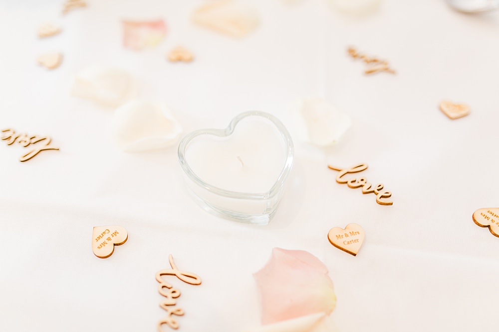 Table Confetti Candles Sheene Mill Wedding Terri & Lori Photography and Film Studio