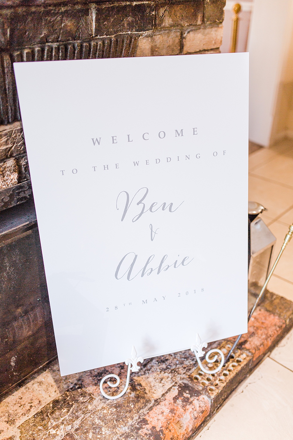 Welcome Sign Modern Calligraphy Sheene Mill Wedding Terri & Lori Photography and Film Studio