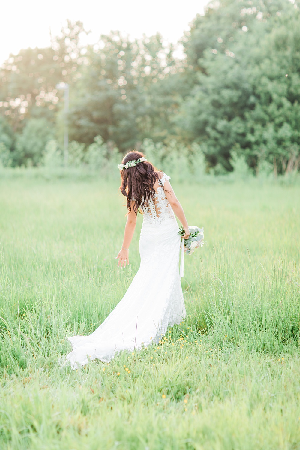 Bride Bridal Dress Gown Lace Fishtail Fit and Flare Illusion Sheene Mill Wedding Terri & Lori Photography and Film Studio