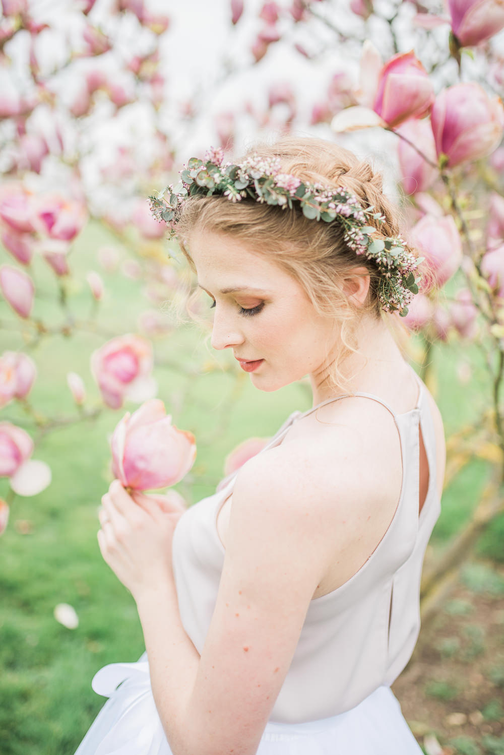 Bride Bridal Bridesmaid Hair Style Up Do Flower Crown Springtime Bridal Shower Ideas Hen Party Laura Jane Photography