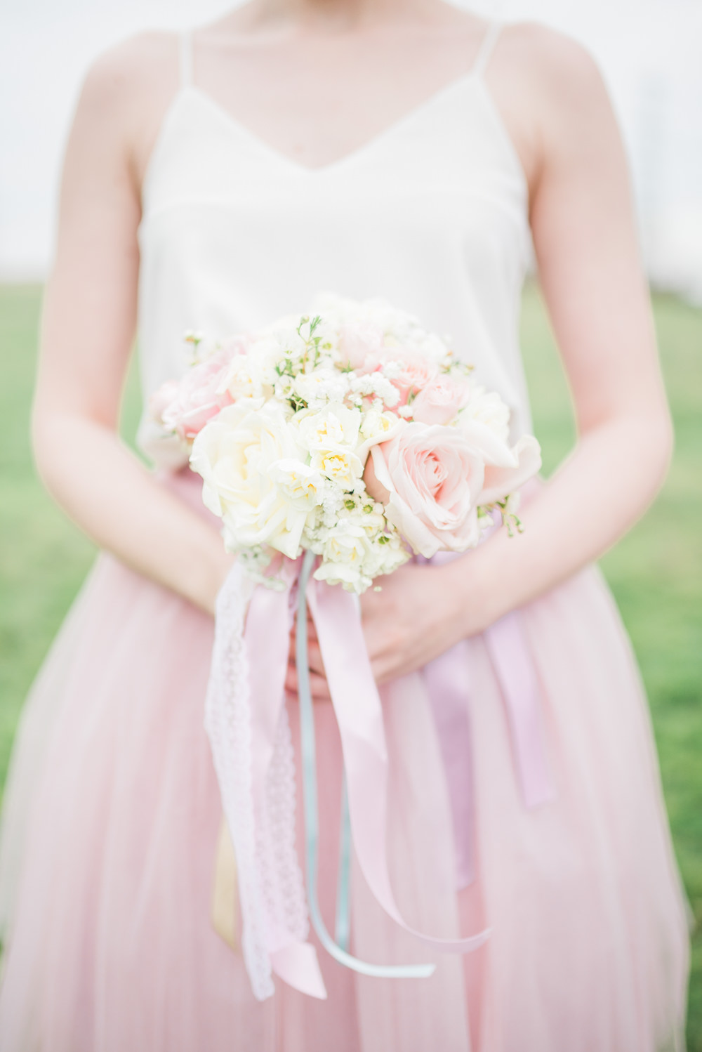 Bouquet Flowers Bride Bridal Bridesmaid Pastel Pink Rose Ribbon Springtime Bridal Shower Ideas Hen Party Laura Jane Photography