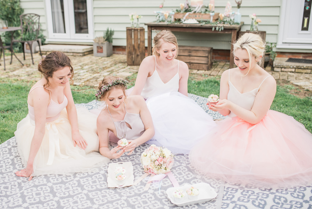 Bridesmaid Bridesmaids Tulle Skirts Tops Bows Pastel Springtime Bridal Shower Ideas Hen Party Laura Jane Photography