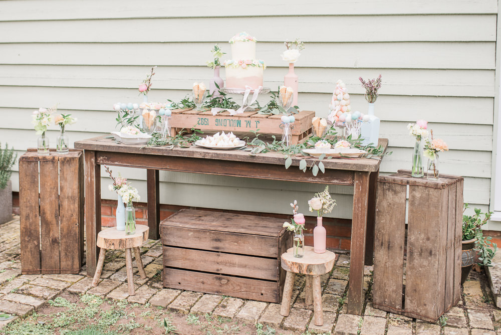 Cake Dessert Table Bar Station Rustic Pretty Springtime Bridal Shower Ideas Hen Party Laura Jane Photography
