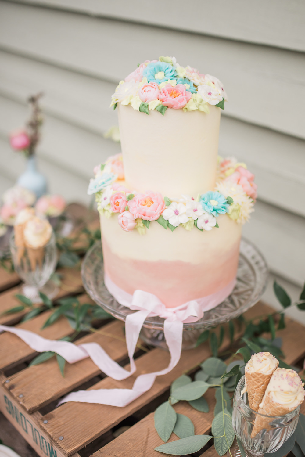 Pink Buttercream Cake Floral Flowers Pastel Springtime Bridal Shower Ideas Hen Party Laura Jane Photography