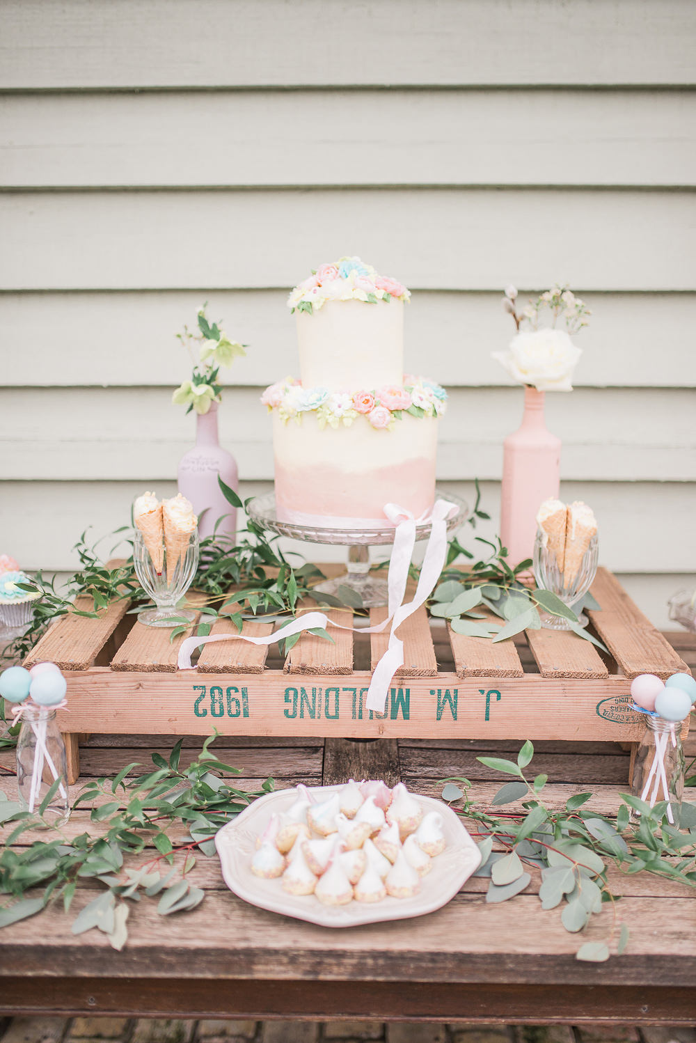 Cake Dessert Table Bar Station Rustic Pretty Springtime Bridal Shower Ideas Hen Party Laura Jane Photography