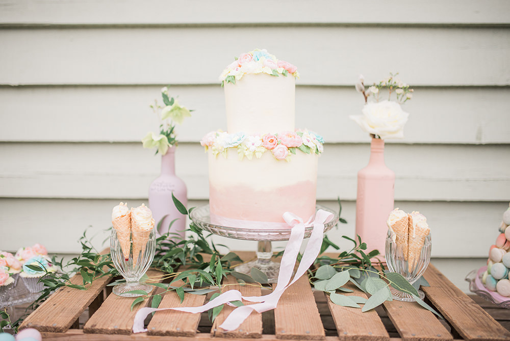 Cake Dessert Table Bar Station Rustic Pretty Springtime Bridal Shower Ideas Hen Party Laura Jane Photography