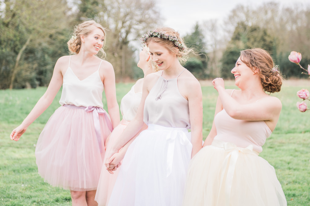 Bridesmaid Bridesmaids Tulle Skirts Tops Bows Pastel Springtime Bridal Shower Ideas Hen Party Laura Jane Photography