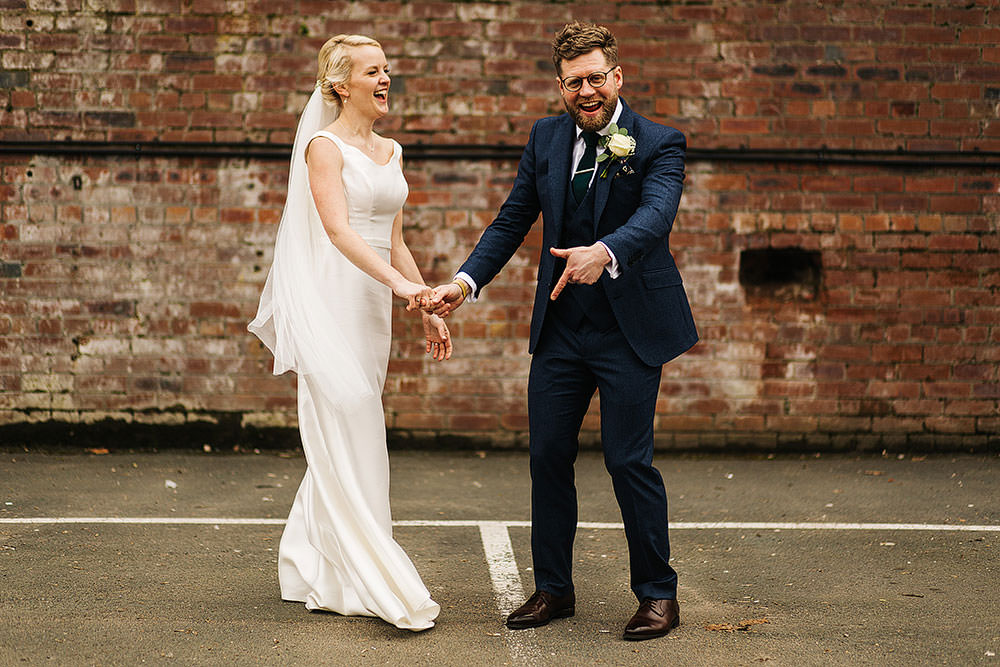 Dress Gown Bride Bridal Satin Straps The Arches Halifax Wedding Paul Joseph Photography