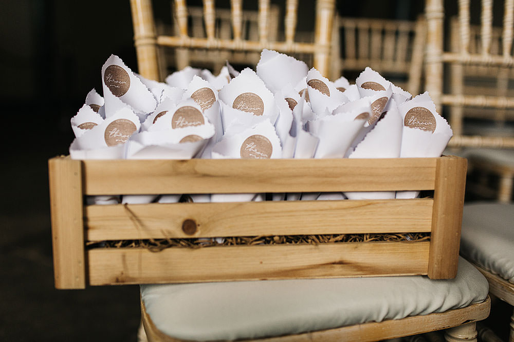 Confetti Cones Wooden Box Crate The Arches Halifax Wedding Paul Joseph Photography