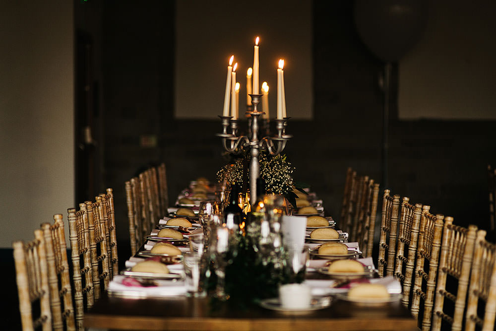 Long Tables Decor Decoration Candles Candelabra Greenery Foliage The Arches Halifax Wedding Paul Joseph Photography