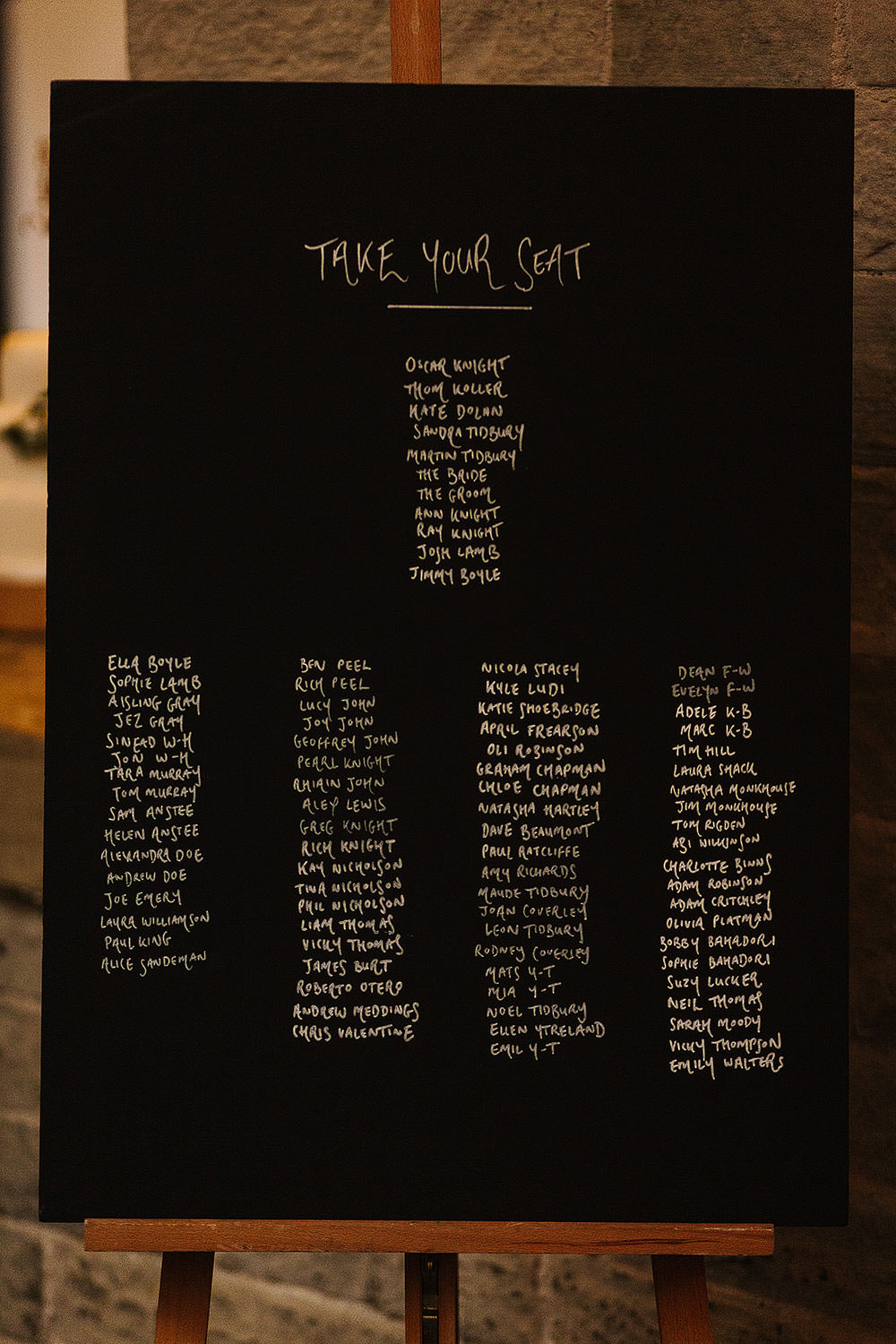 Chalk Board Seating Plan Table Chart The Arches Halifax Wedding Paul Joseph Photography