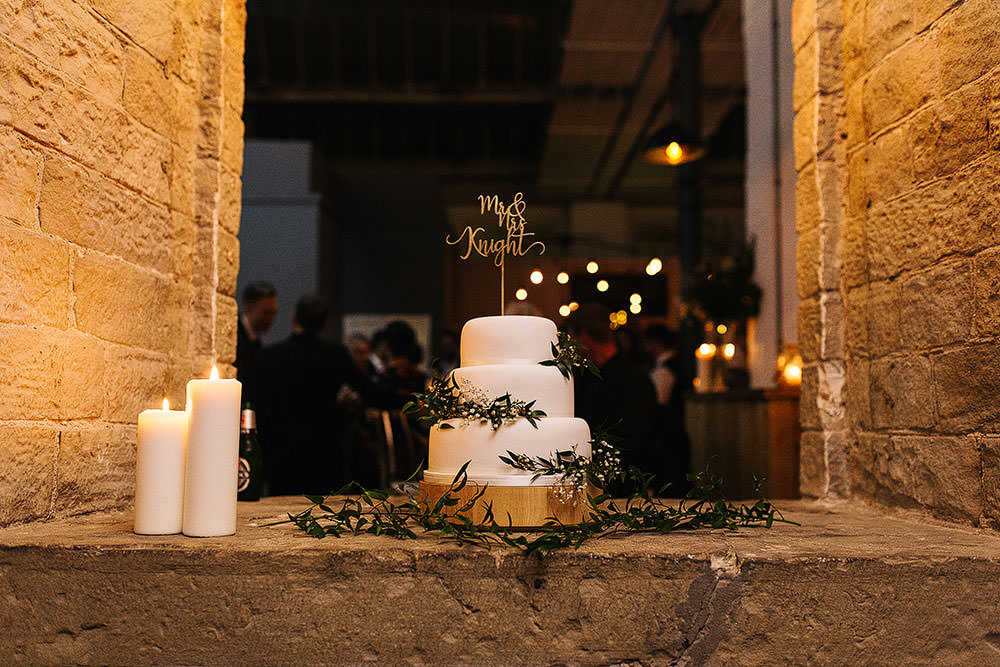 Iced Cake Greenery Foliage The Arches Halifax Wedding Paul Joseph Photography