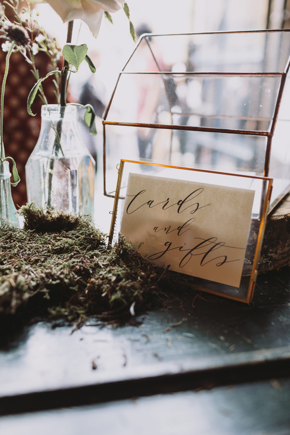 Cards & Gifts Terrarium Modern Calligraphy Moss Tram House Wedding Luke Hayden Photography