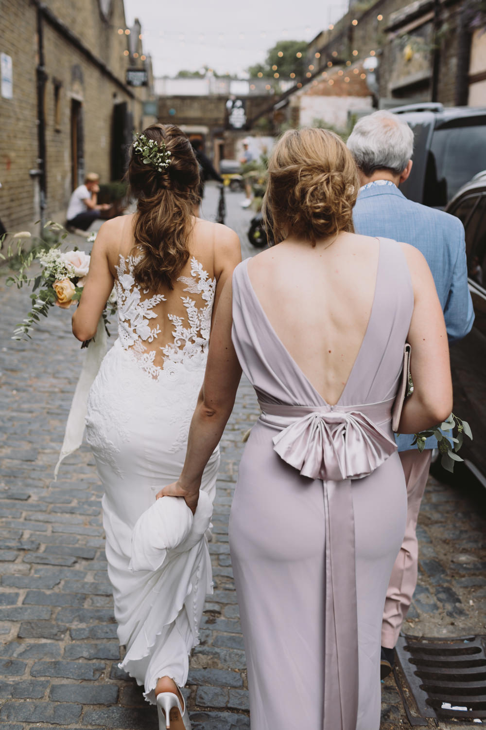 Bride Bridal Illusion Lace Back Pronovias Gown Dress TFNC Bow Back BridesmaidTram House Wedding Luke Hayden Photography
