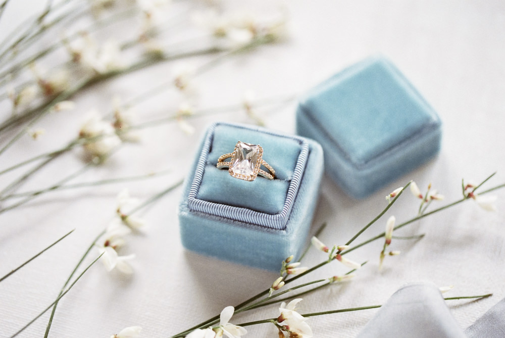 Velvet Ring Box Engagement Ring Winter Blue Barn Wedding Ideas Joanna Briggs Photography