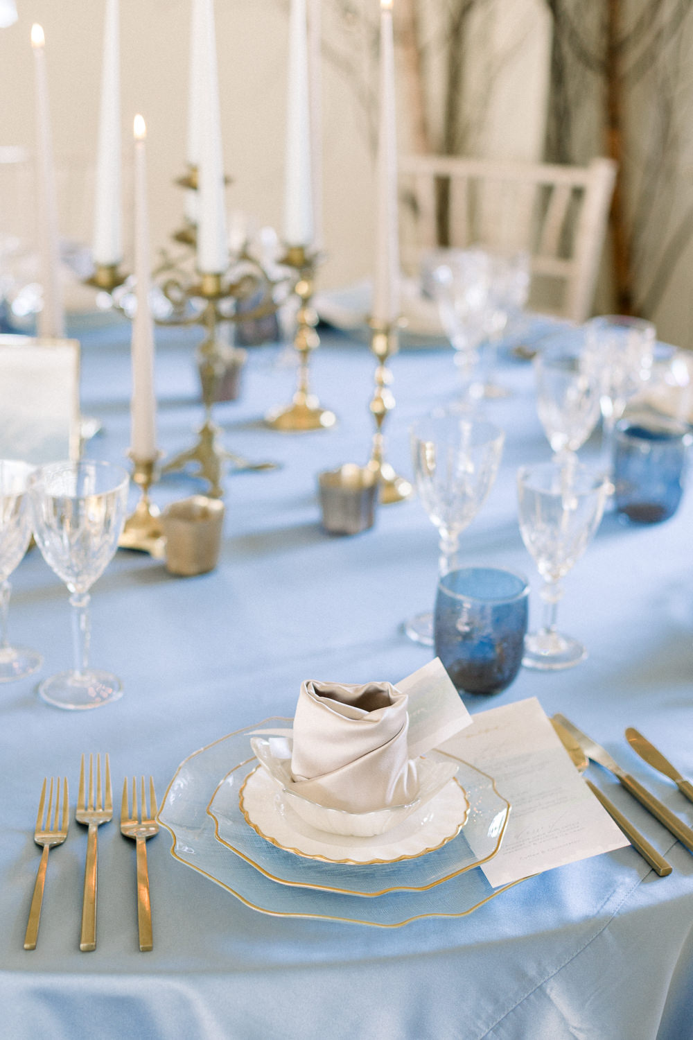 Place Setting Decor Napkin Winter Blue Barn Wedding Ideas Joanna Briggs Photography