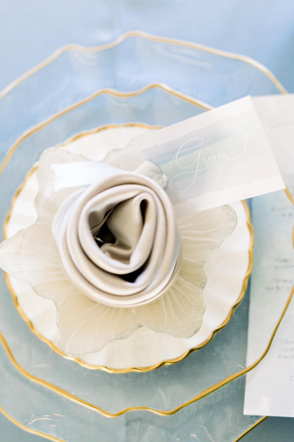 Place Setting Decor Napkin Winter Blue Barn Wedding Ideas Joanna Briggs Photography