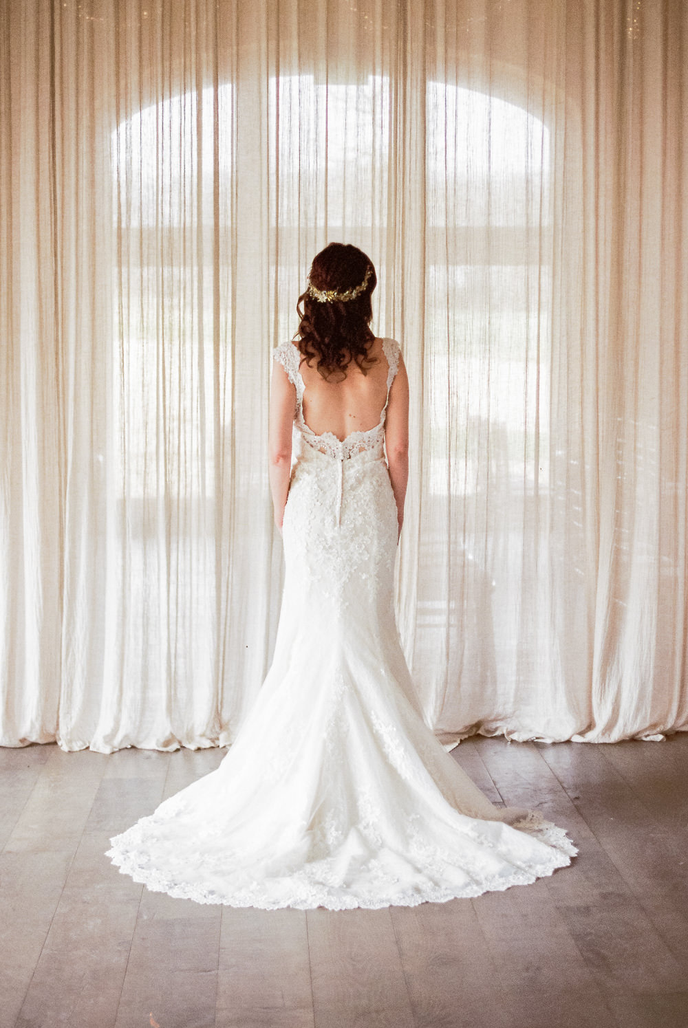 Dress Gown Bride Bridal Train Winter Blue Barn Wedding Ideas Joanna Briggs Photography