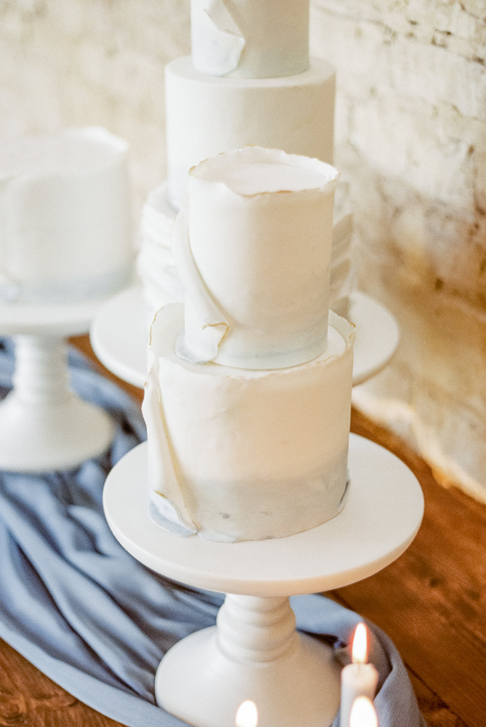 Cake Ruffle Tier Winter Blue Barn Wedding Ideas Joanna Briggs Photography