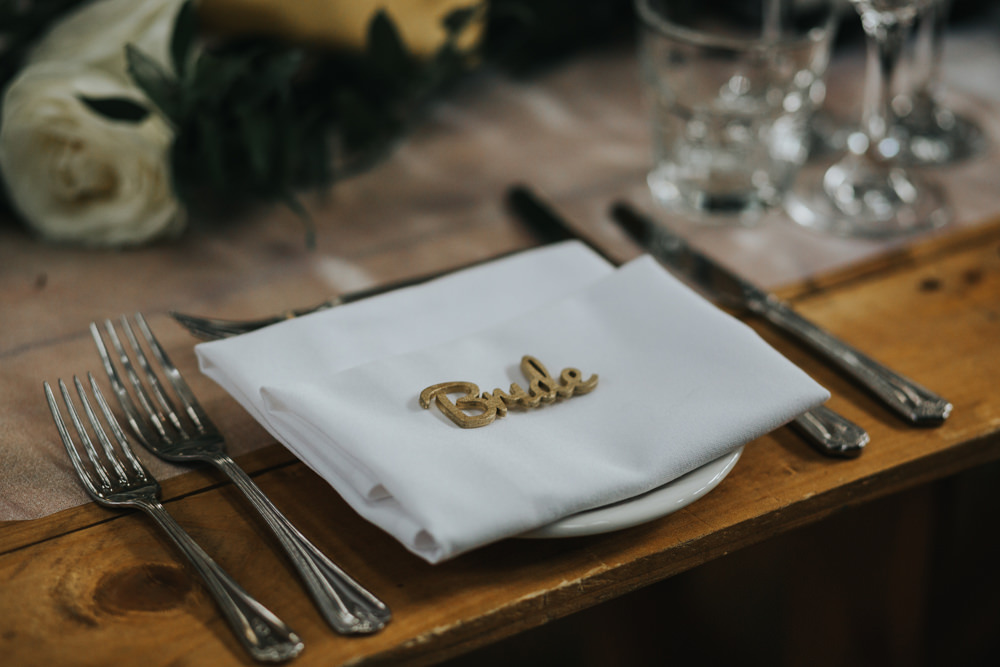 Table Place Setting Laser Cut Name Albert Hall Manchester Wedding Katie Dervin Photography
