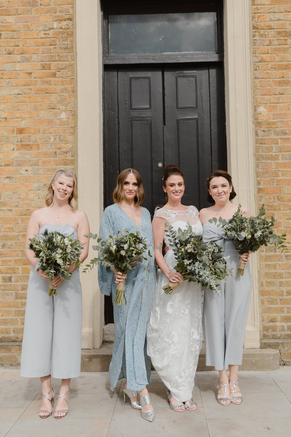 Bridesmaid Bridesmaids Jump Suits Blue Asylum London Wedding Emma Gates Photography