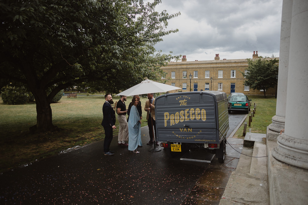 Prosecco Van Truck Drinks Bar Asylum London Wedding Emma Gates Photography