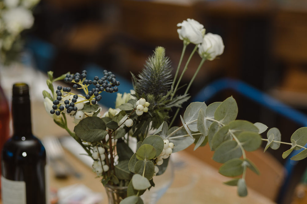 Table Flowers Centrepiece Decor Asylum London Wedding Emma Gates Photography