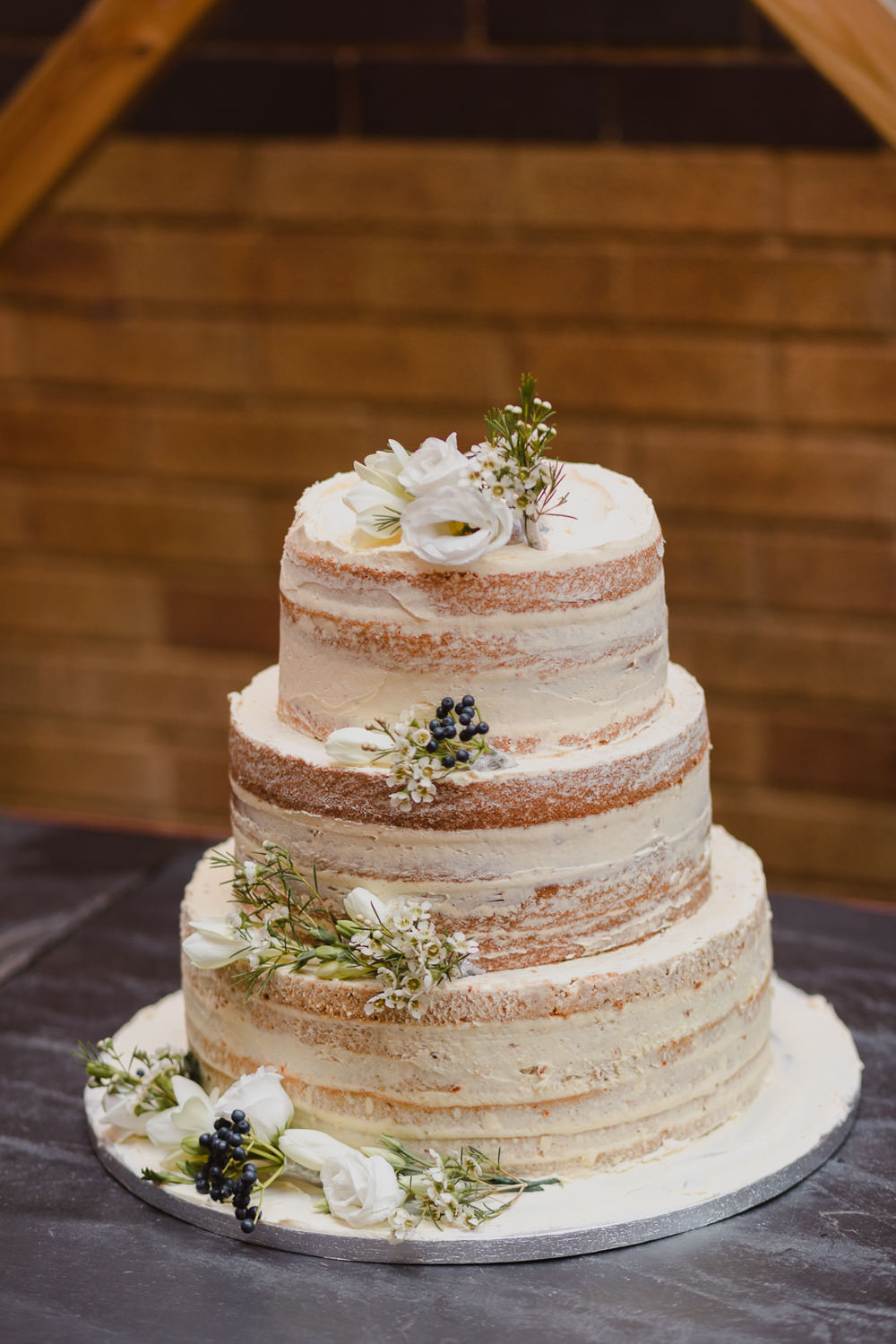 Semi Naked Cake Flowers Asylum London Wedding Emma Gates Photography