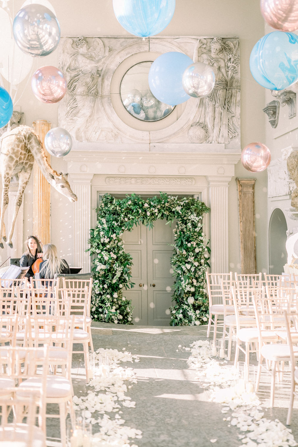 Balloon Installation Floral Arch Aynhoe Park Wedding Sanshine Photography