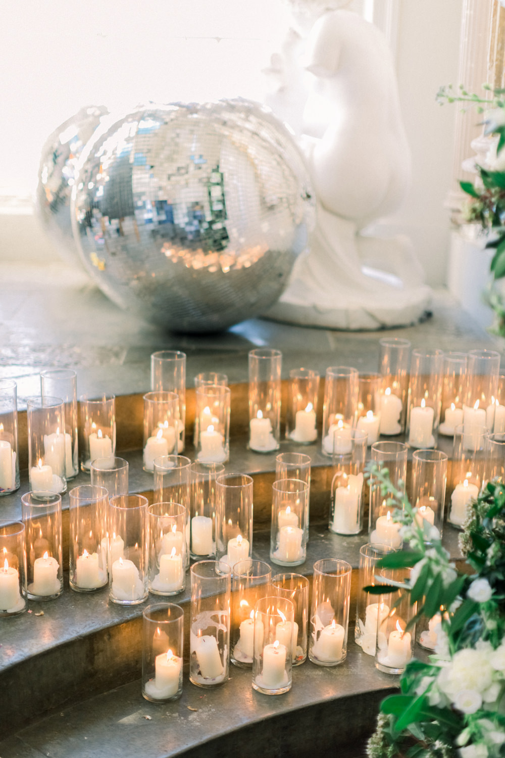Candle Installation Mirror Ball Aynhoe Park Wedding Sanshine Photography