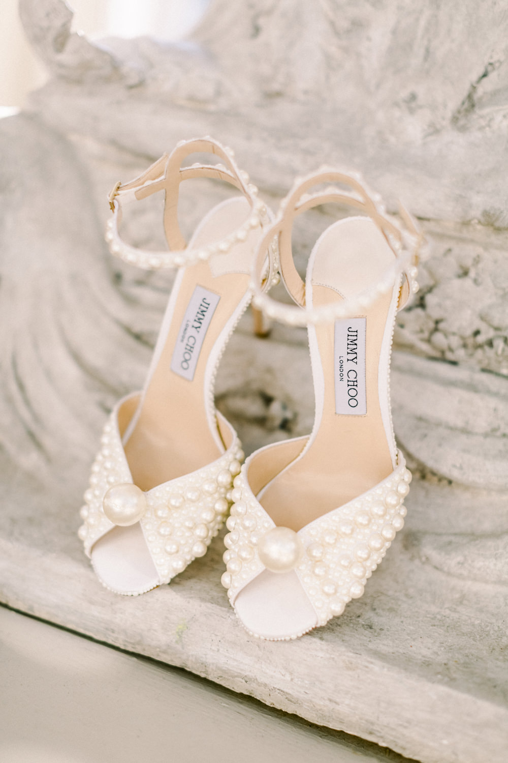 Bride Bridal Pearl Shoes Jimmy Choo Aynhoe Park Wedding Sanshine Photography