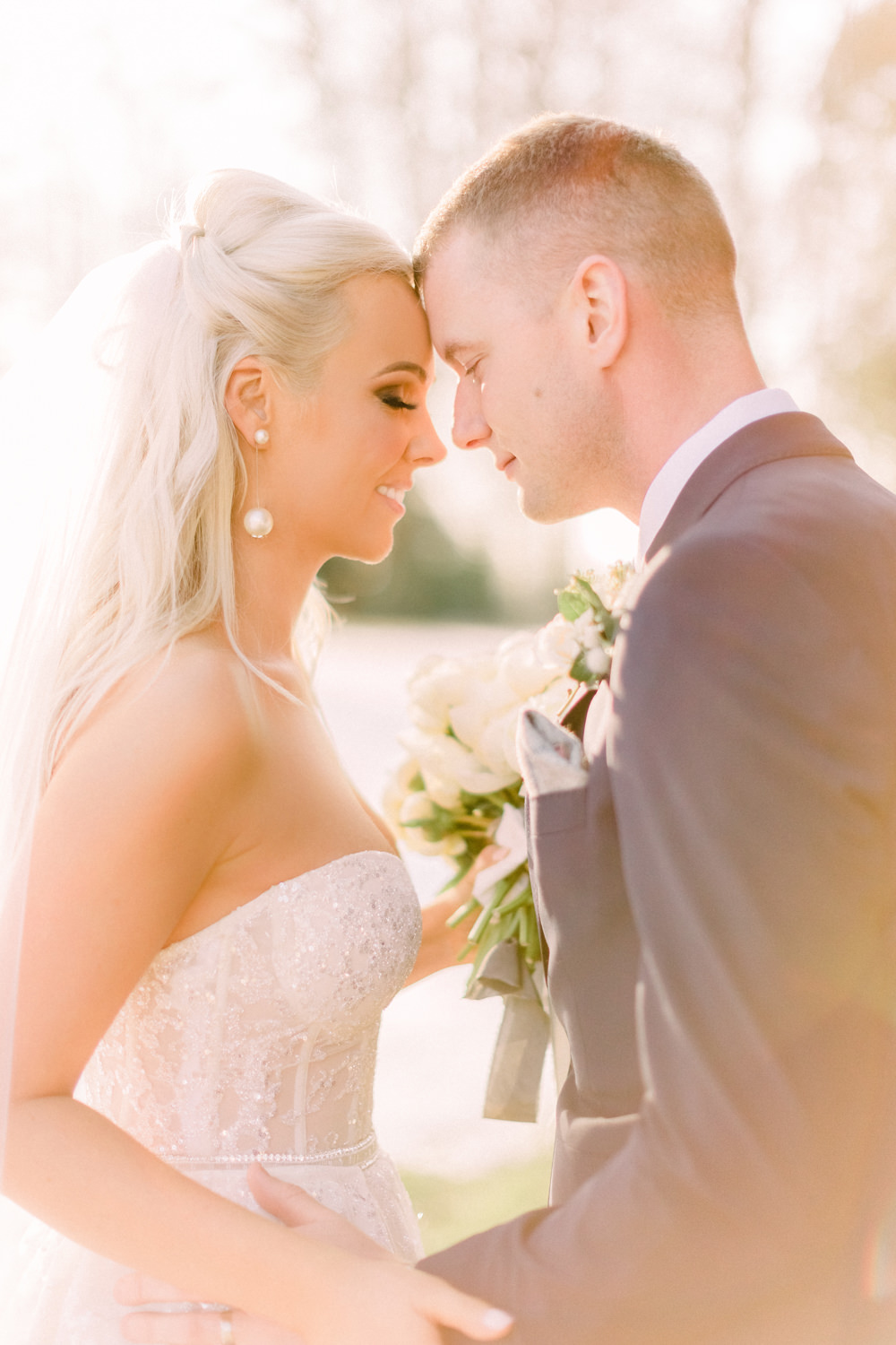 Bride Bridal Berta Princess Sparkly Dress Gown Veil Navy Tailcoat Groom Sweetheart Aynhoe Park Wedding Sanshine Photography