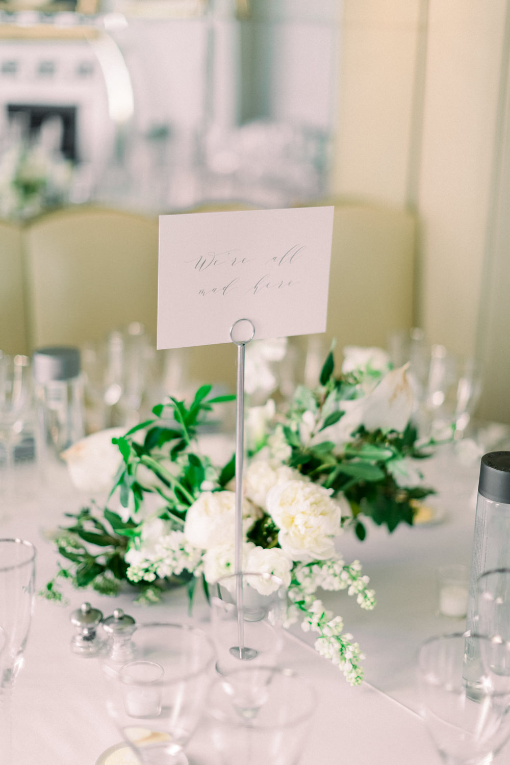 Modern Calligraphy Table Name Peony Centre Aynhoe Park Wedding Sanshine Photography