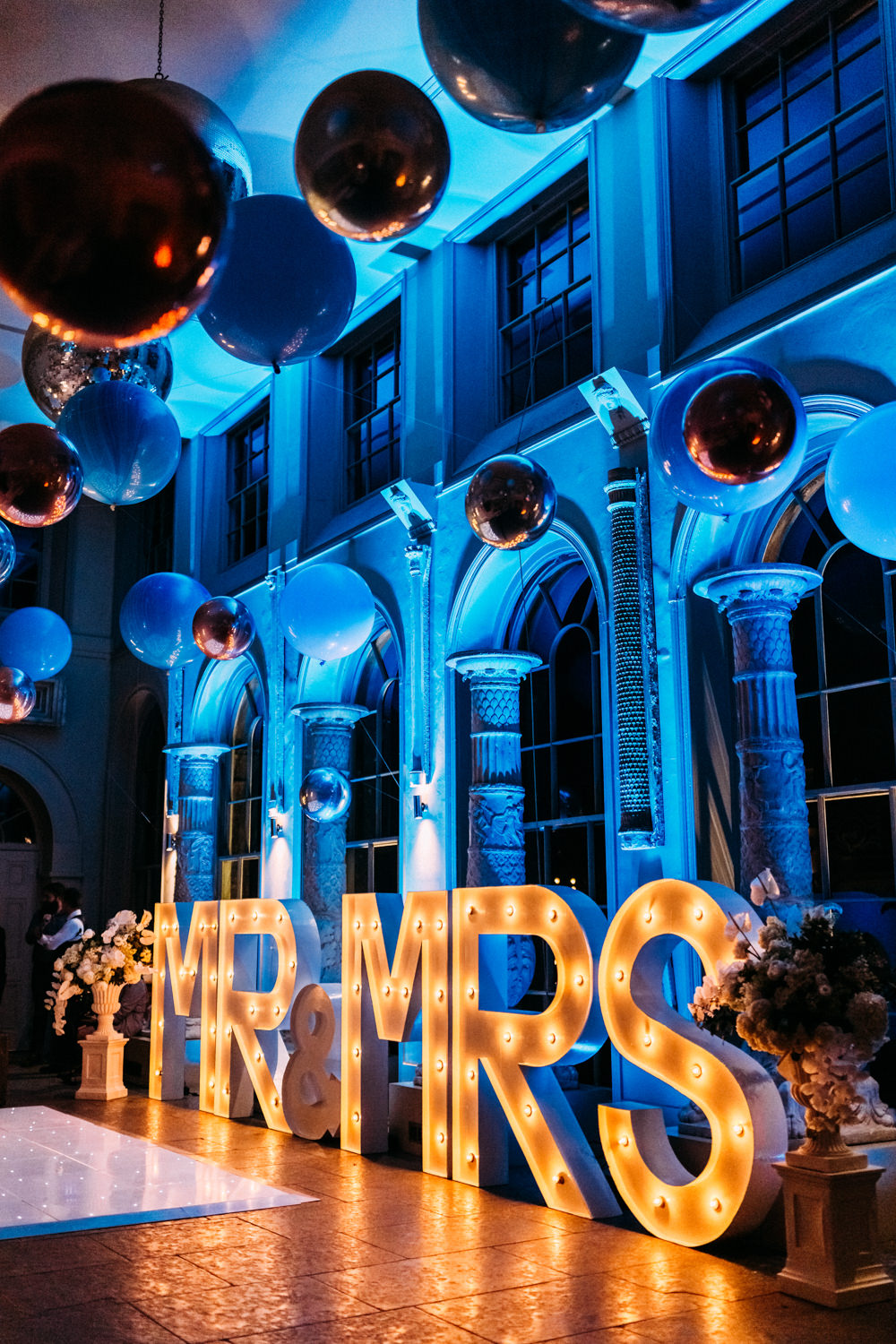 Mr & Mrs Light Up Letters Aynhoe Park Wedding Sanshine Photography