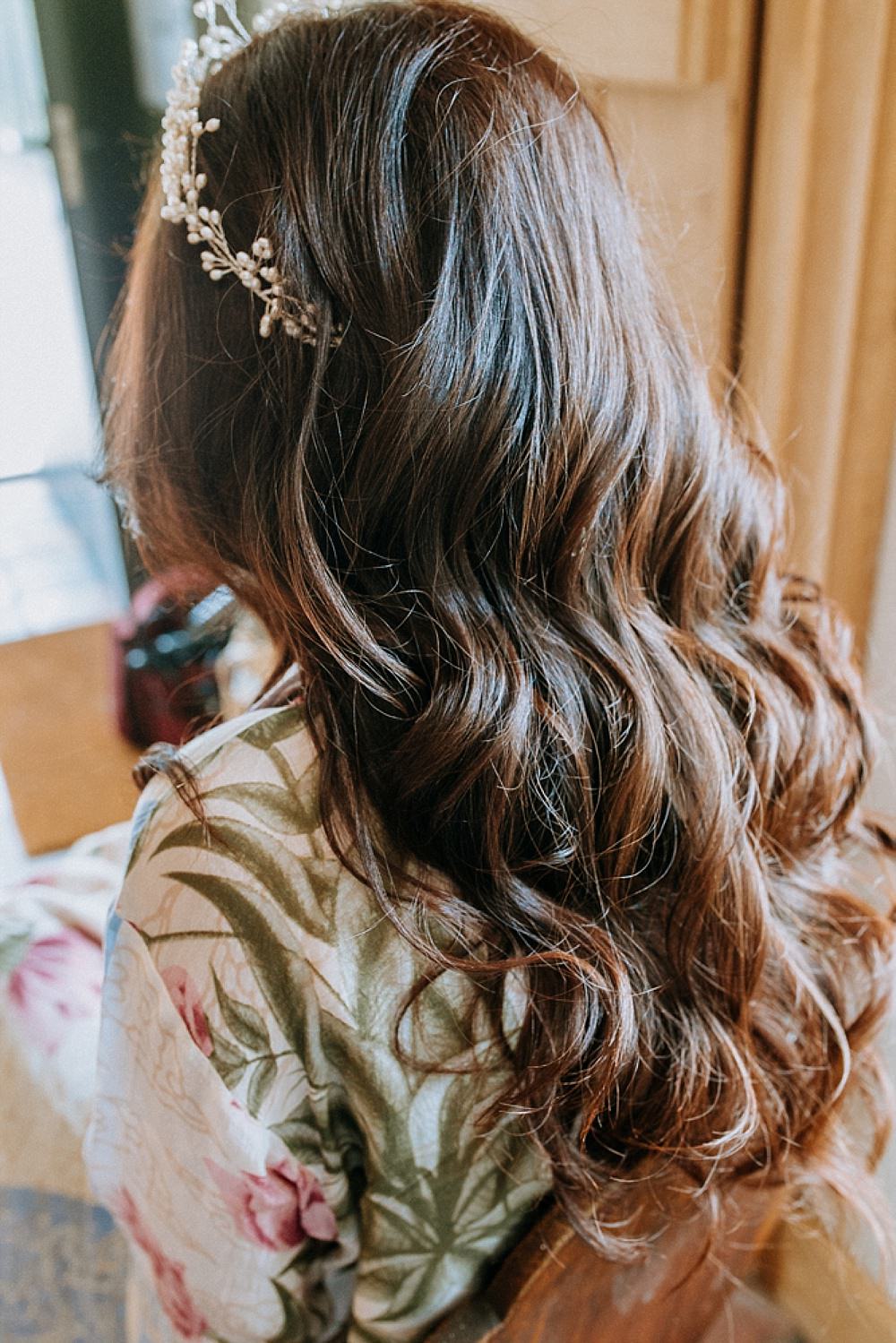 Headpiece Tiara Crown Accessory Bride Bridal Long Waves Hair Blue Gold Wedding Ideas Ailsa Reeve Photography