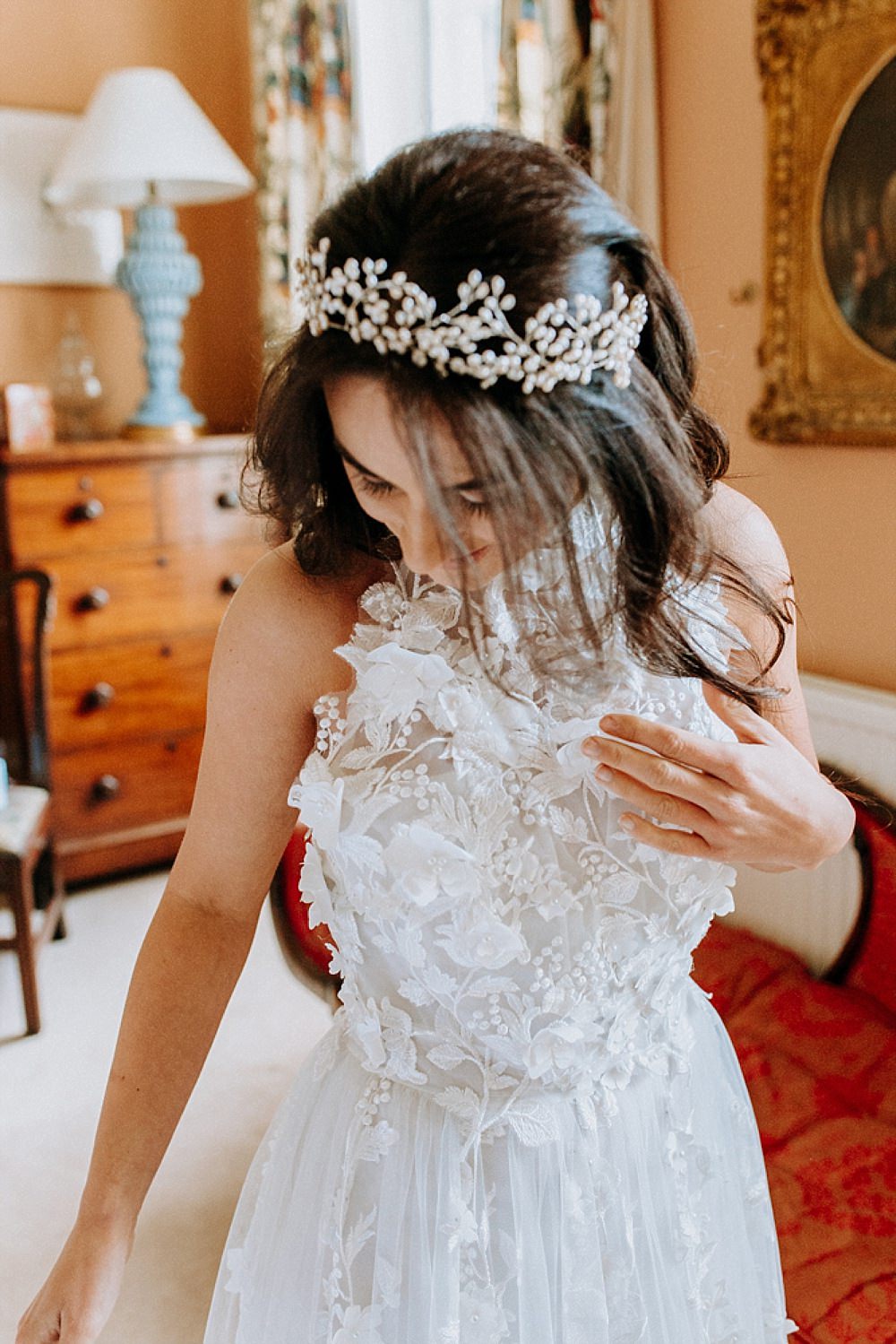 Headpiece Tiara Crown Accessory Bride Bridal Blue Gold Wedding Ideas Ailsa Reeve Photography