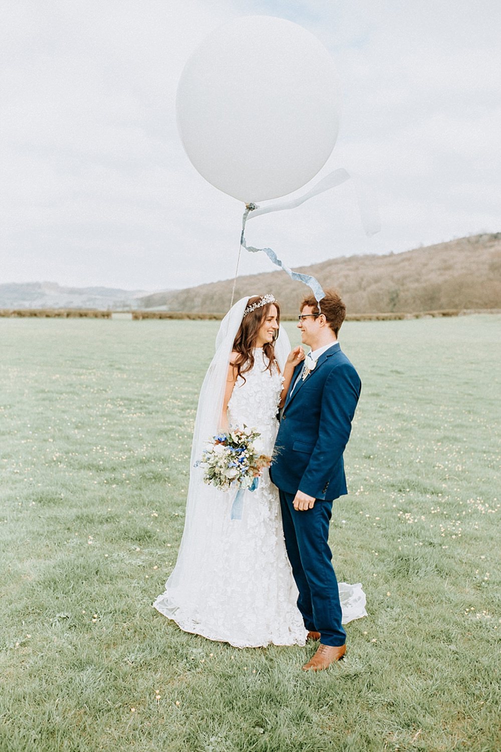 Giant Balloon Blue Gold Wedding Ideas Ailsa Reeve Photography