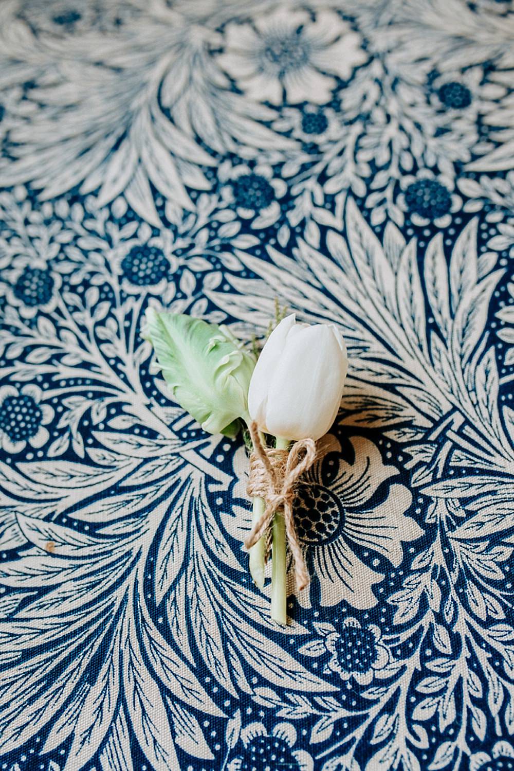 Buttonhole Tulip Twine Blue Gold Wedding Ideas Ailsa Reeve Photography